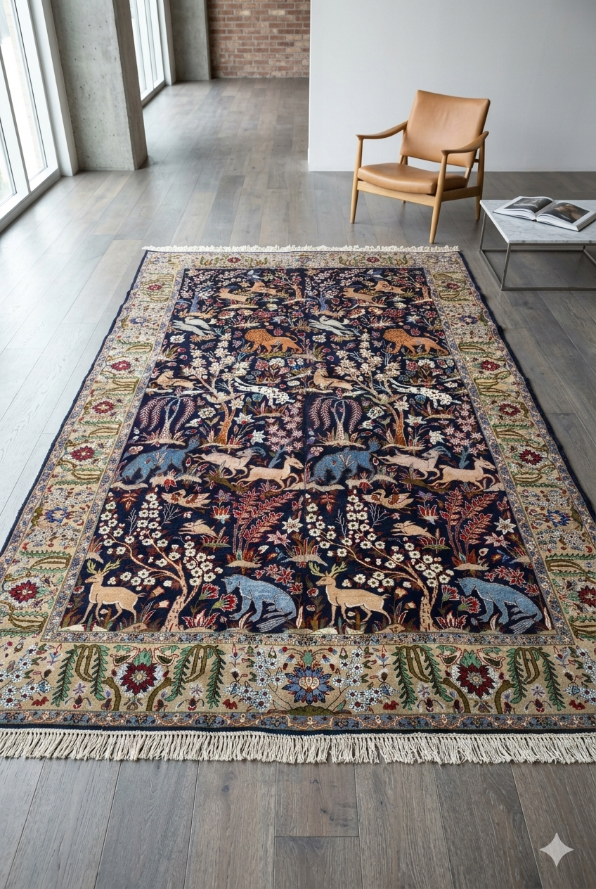 Navy Persian Hunting Rug