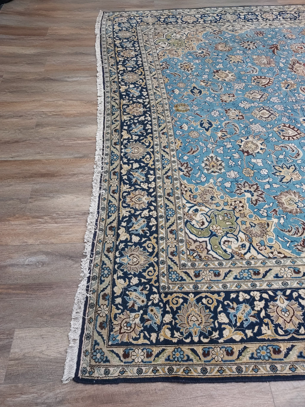 Light Blue Persian Style Floral Medallion Rug