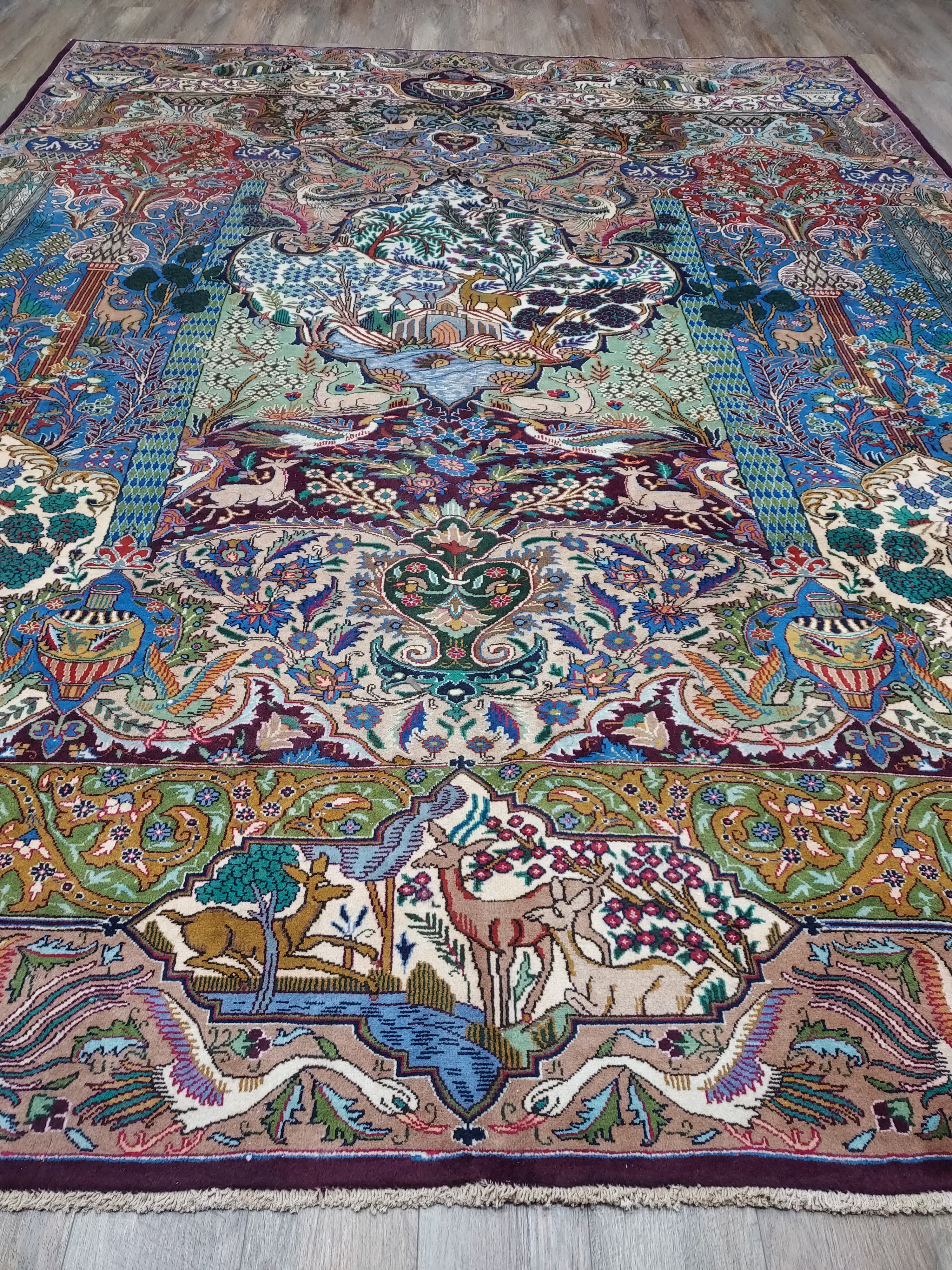 Multicolor Persian Style Pictorial Rug