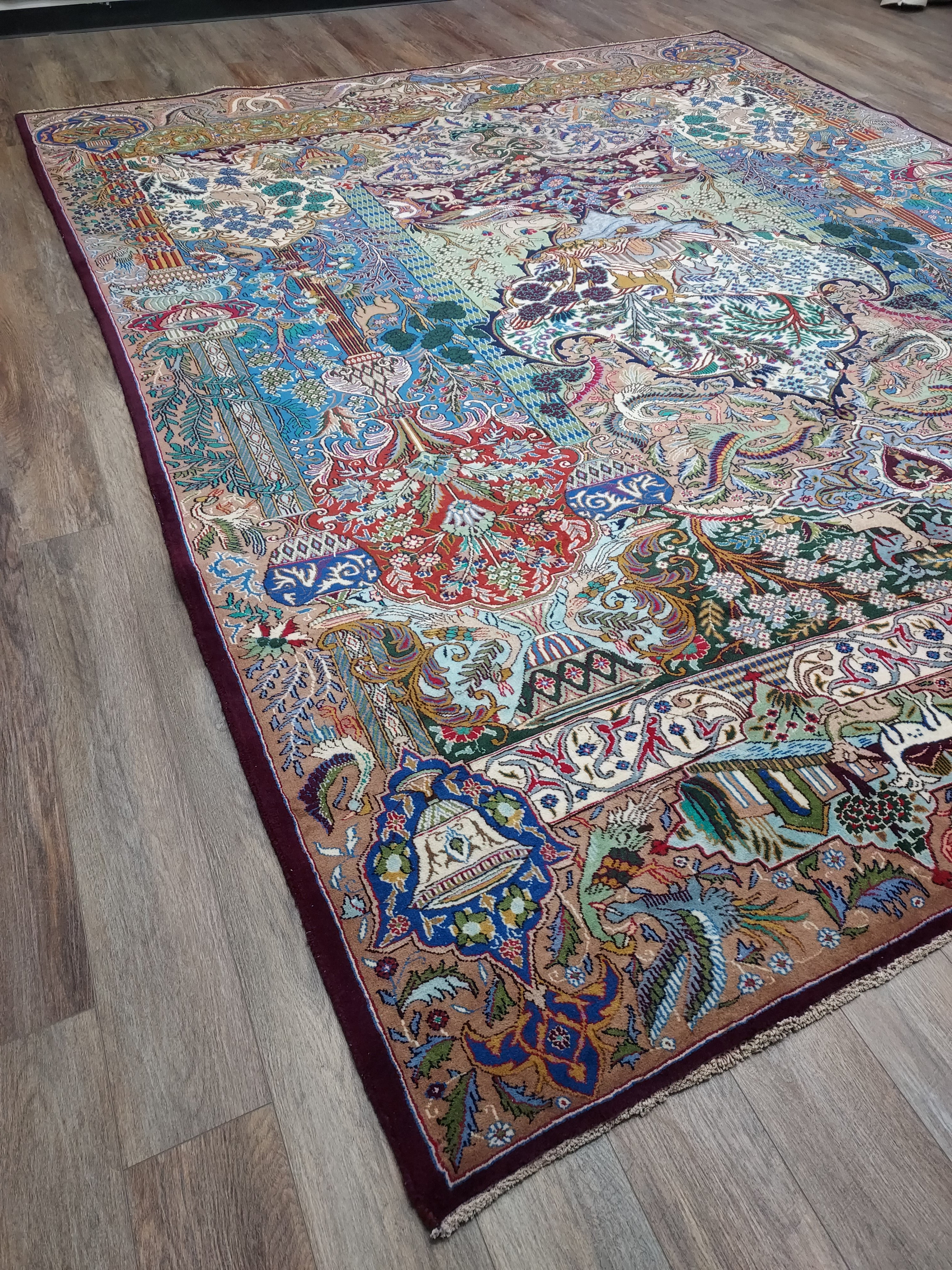 Multicolor Persian Style Pictorial Rug
