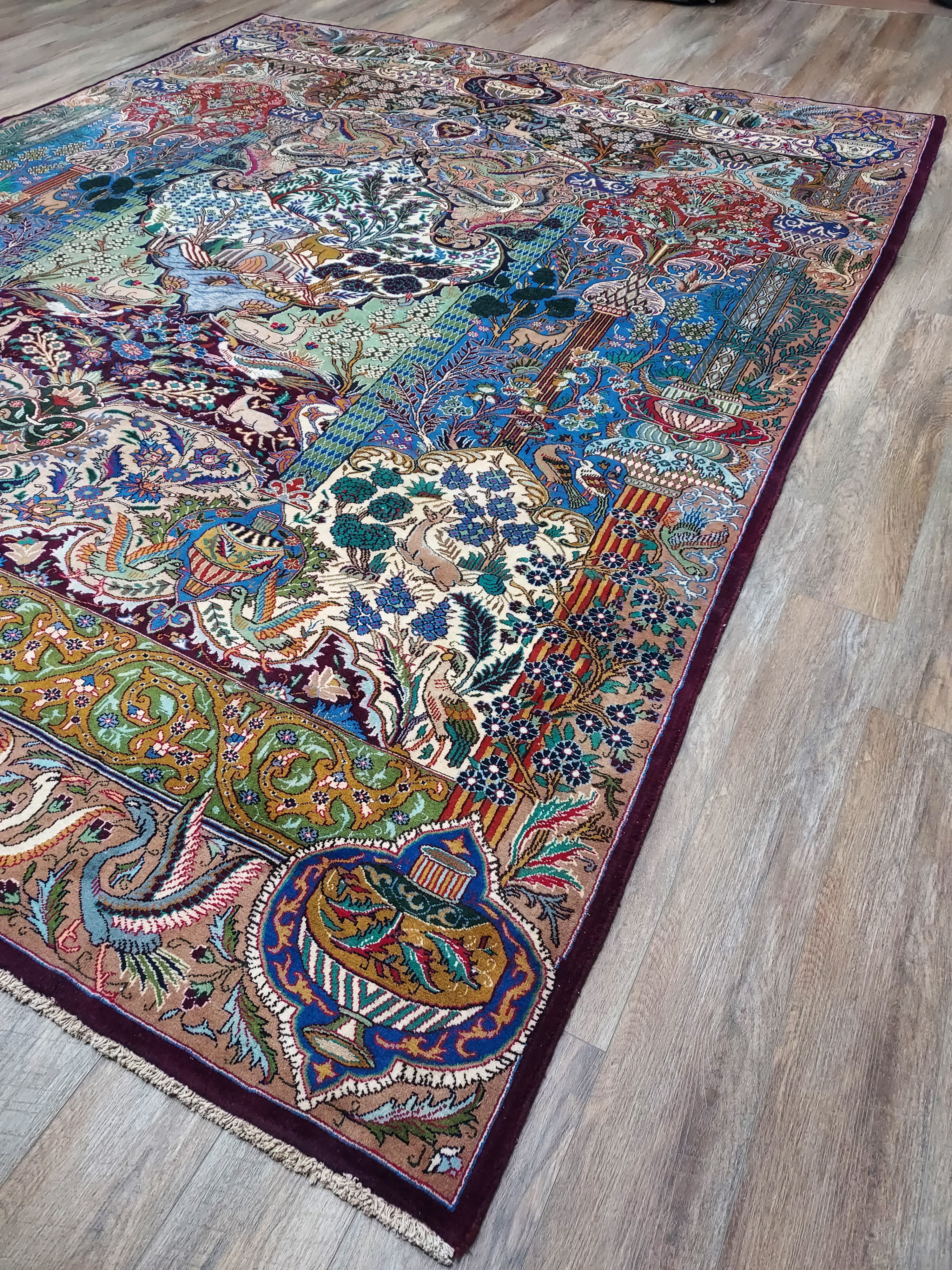 Multicolor Persian Style Pictorial Rug