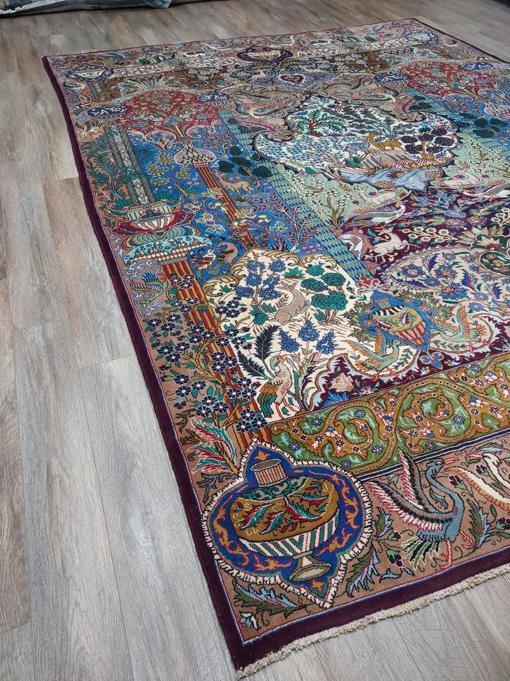 Multicolor Persian Style Pictorial Rug