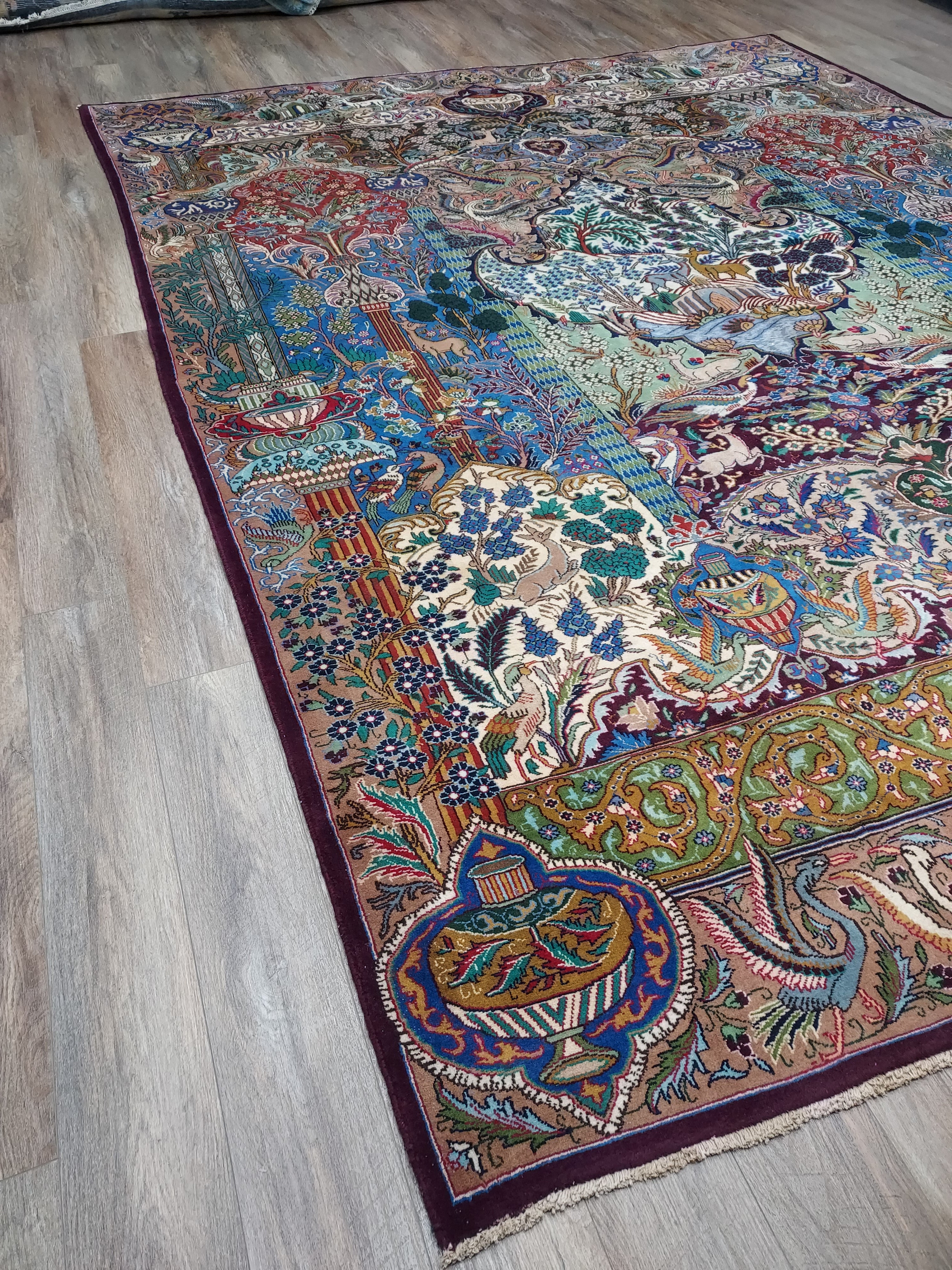 Multicolor Persian Style Pictorial Rug