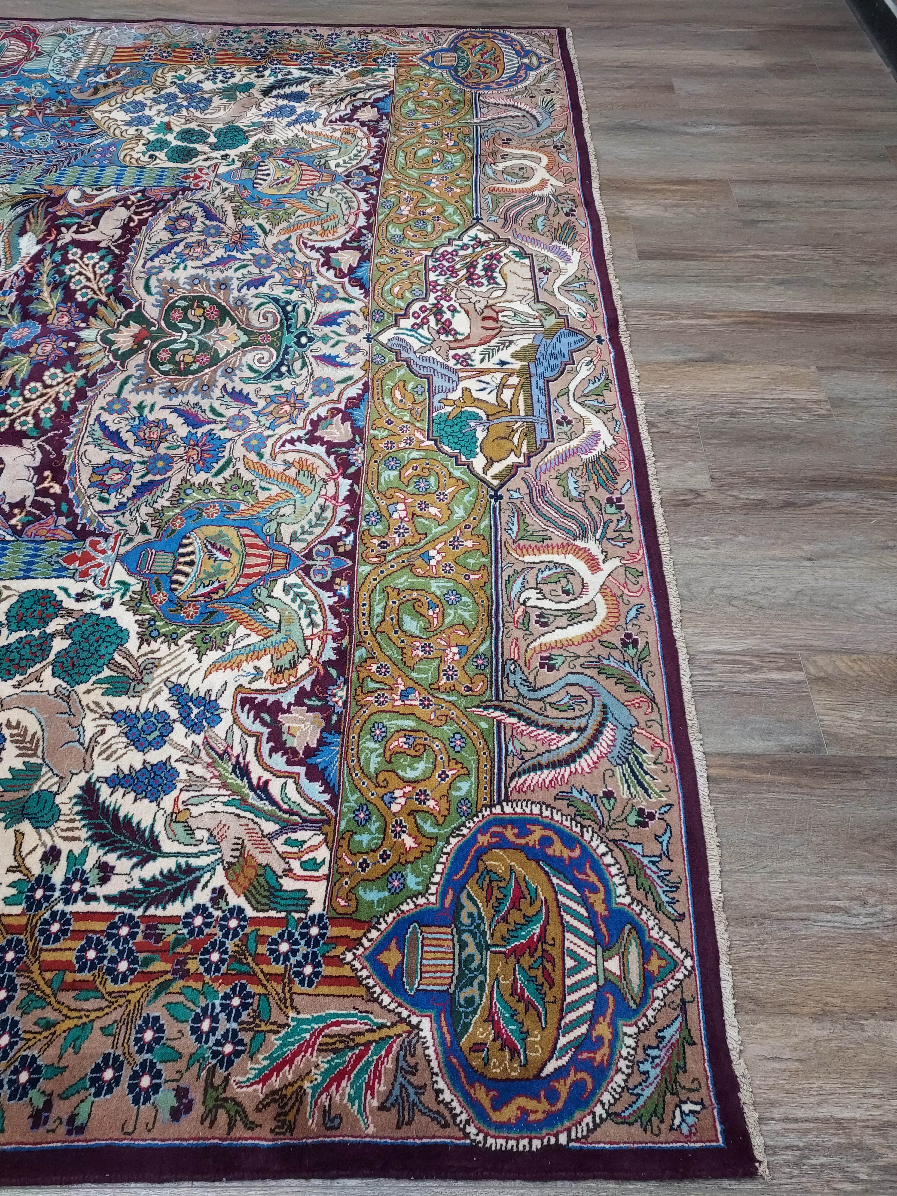 Multicolor Persian Style Pictorial Rug